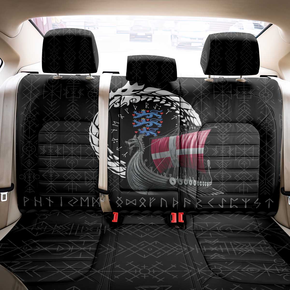 Denmark Viking Drakkar Back Car Seat Cover Viking Blood - Wonder Print Shop