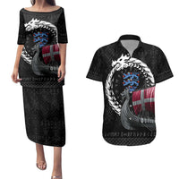 Denmark Viking Drakkar Couples Matching Puletasi and Hawaiian Shirt Viking Blood - Wonder Print Shop