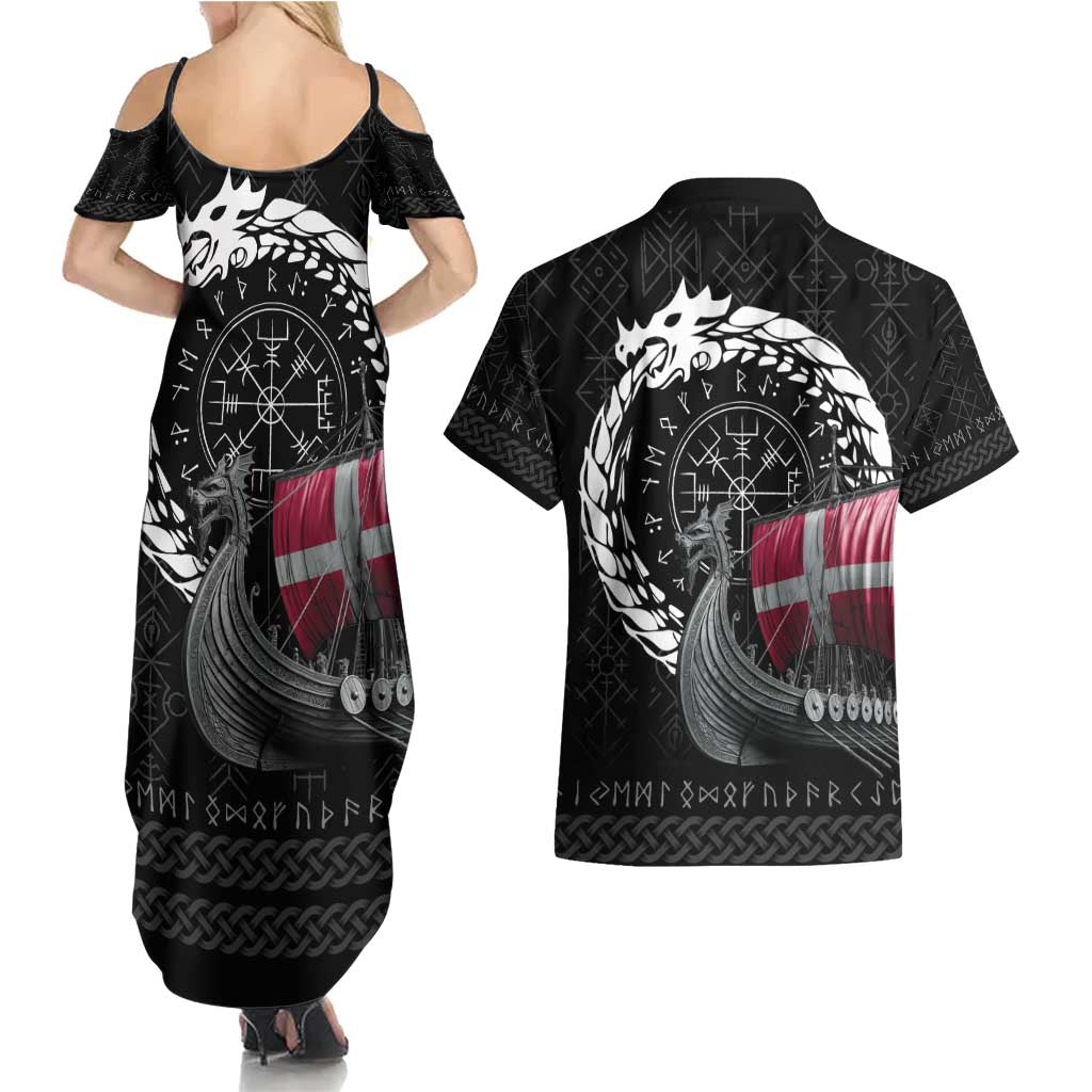 Denmark Viking Drakkar Couples Matching Summer Maxi Dress and Hawaiian Shirt Viking Blood - Wonder Print Shop