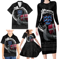 Denmark Viking Drakkar Family Matching Long Sleeve Bodycon Dress and Hawaiian Shirt Viking Blood - Wonder Print Shop