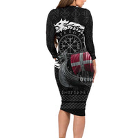 Denmark Viking Drakkar Family Matching Long Sleeve Bodycon Dress and Hawaiian Shirt Viking Blood - Wonder Print Shop