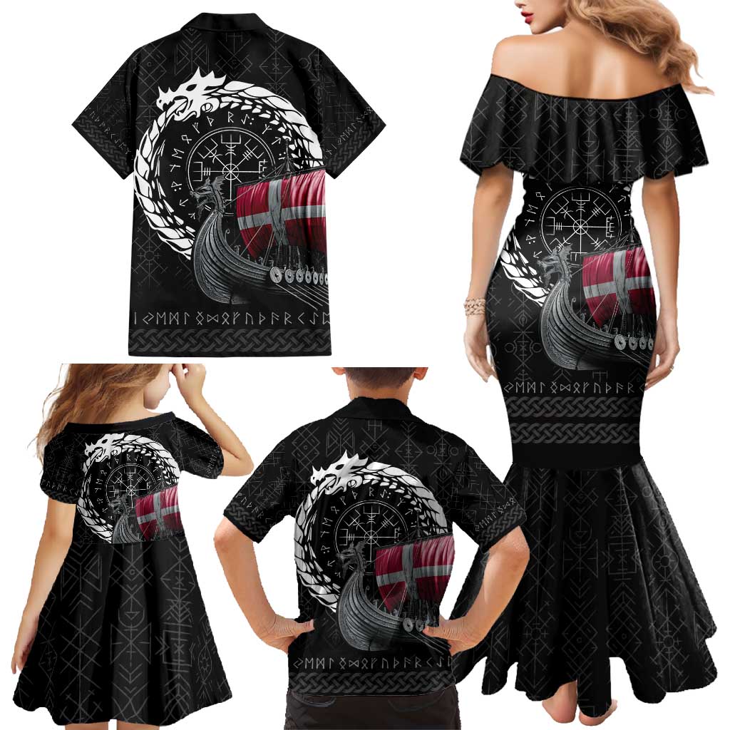 Denmark Viking Drakkar Family Matching Mermaid Dress and Hawaiian Shirt Viking Blood - Wonder Print Shop