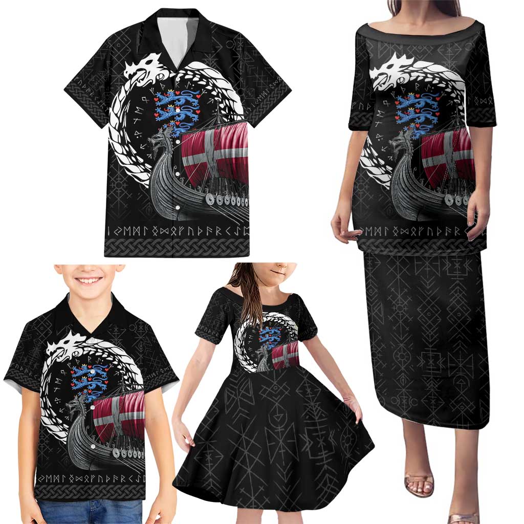 Denmark Viking Drakkar Family Matching Puletasi and Hawaiian Shirt Viking Blood - Wonder Print Shop