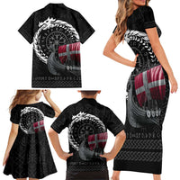 Denmark Viking Drakkar Family Matching Short Sleeve Bodycon Dress and Hawaiian Shirt Viking Blood - Wonder Print Shop