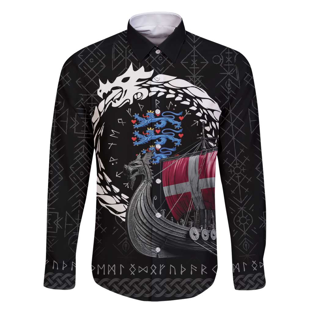 Denmark Viking Drakkar Family Matching Short Sleeve Bodycon Dress and Hawaiian Shirt Viking Blood - Wonder Print Shop