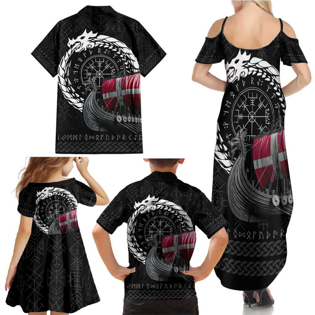 Denmark Viking Drakkar Family Matching Summer Maxi Dress and Hawaiian Shirt Viking Blood - Wonder Print Shop