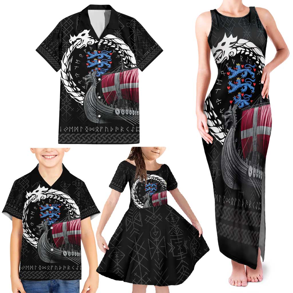 Denmark Viking Drakkar Family Matching Tank Maxi Dress and Hawaiian Shirt Viking Blood - Wonder Print Shop