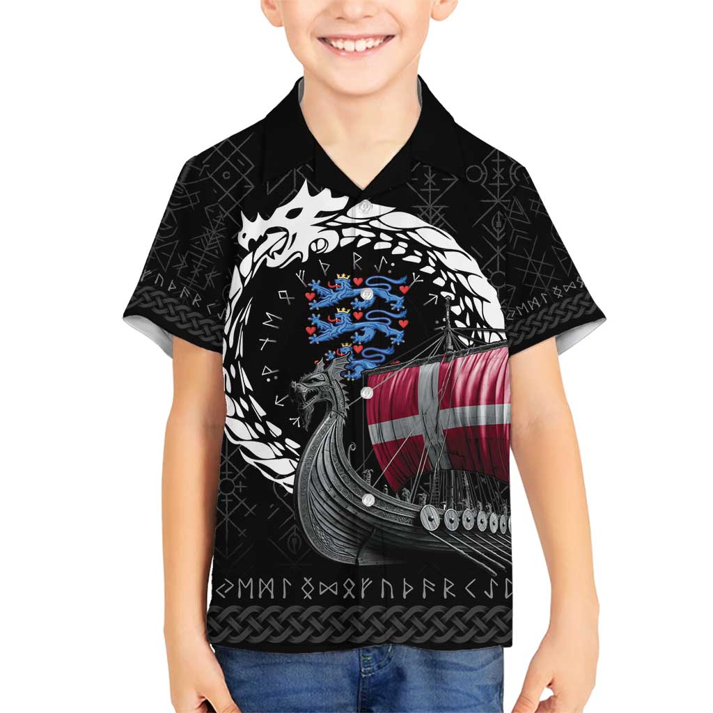 Denmark Viking Drakkar Family Matching Tank Maxi Dress and Hawaiian Shirt Viking Blood - Wonder Print Shop