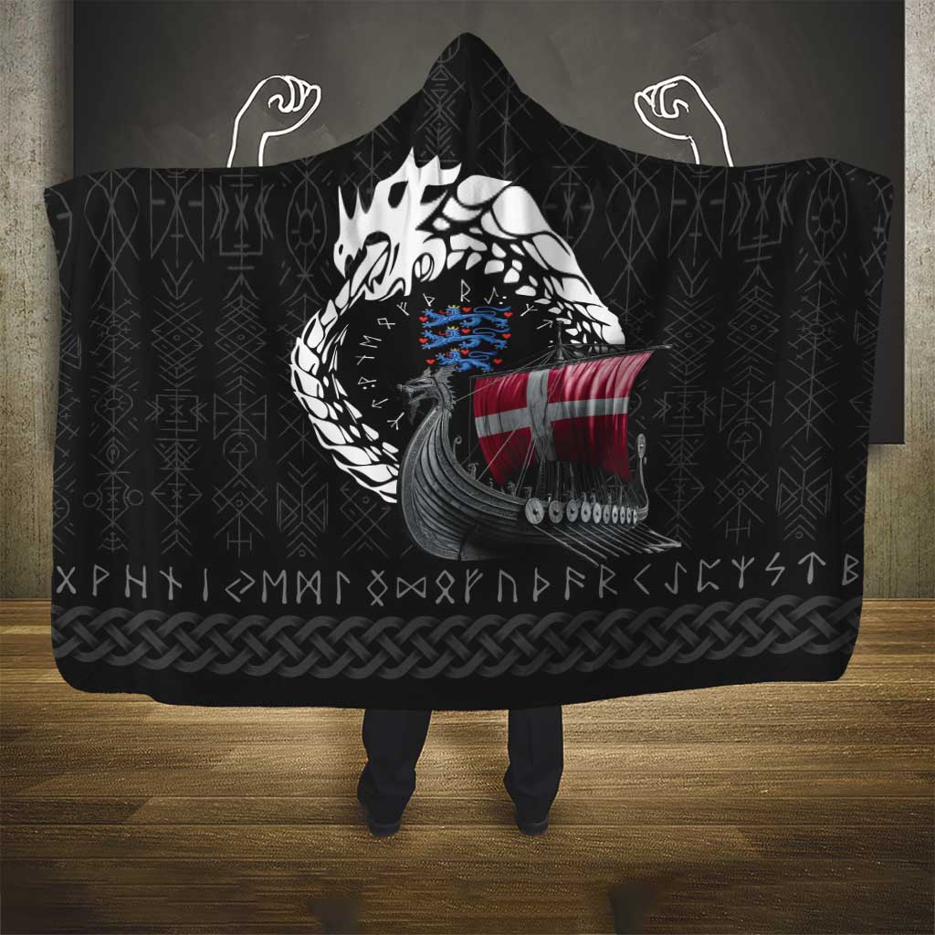 Denmark Viking Drakkar Hooded Blanket Viking Blood - Wonder Print Shop
