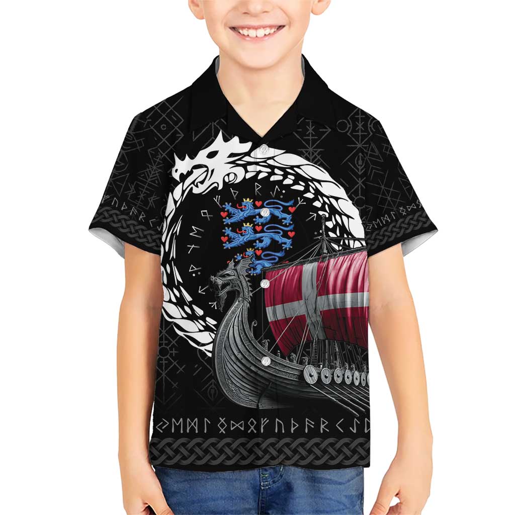 Denmark Viking Drakkar Kid Hawaiian Shirt Viking Blood - Wonder Print Shop