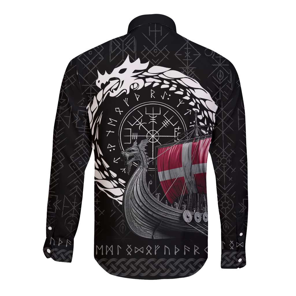 Denmark Viking Drakkar Long Sleeve Button Shirt Viking Blood - Wonder Print Shop