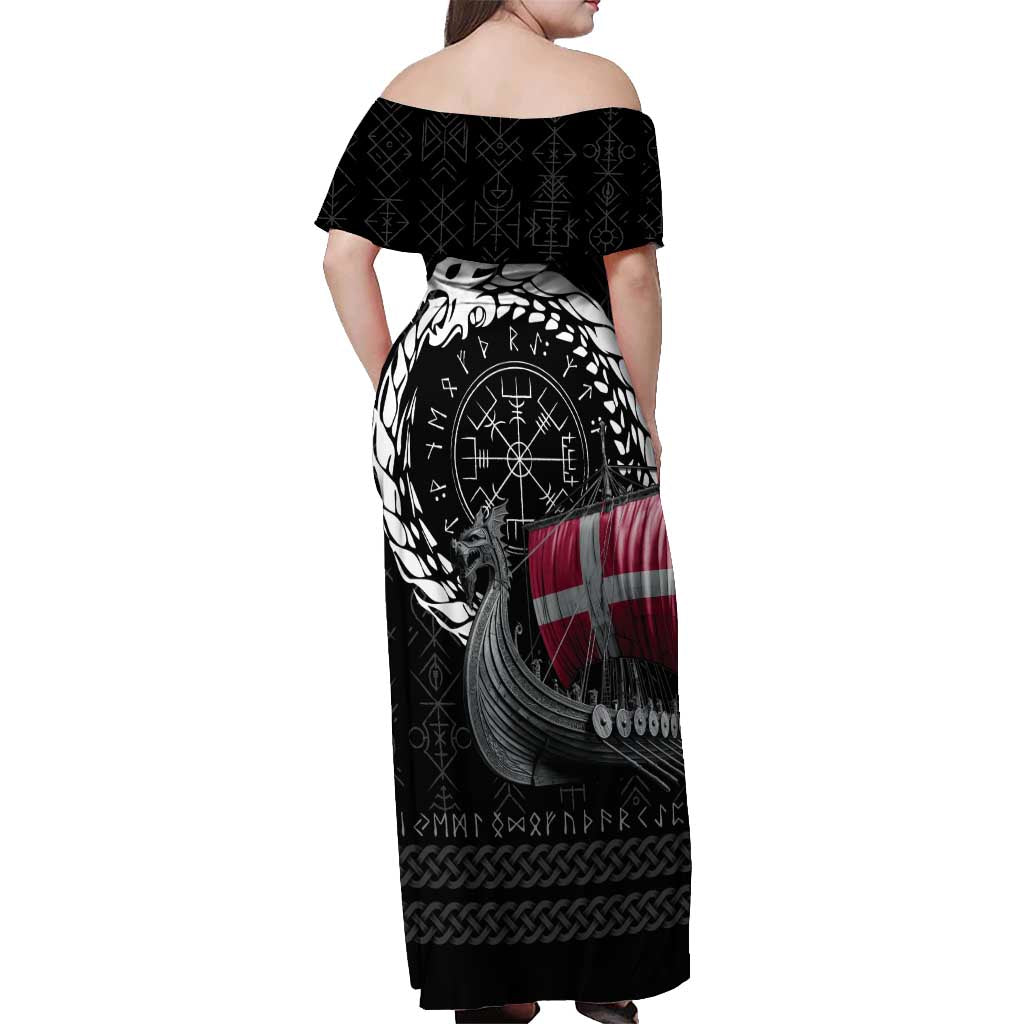 Denmark Viking Drakkar Off Shoulder Maxi Dress Viking Blood - Wonder Print Shop