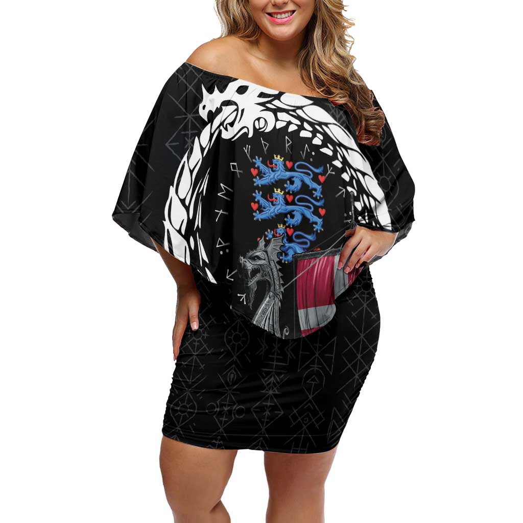 Denmark Viking Drakkar Off Shoulder Short Dress Viking Blood - Wonder Print Shop