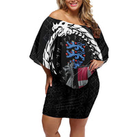 Denmark Viking Drakkar Off Shoulder Short Dress Viking Blood - Wonder Print Shop