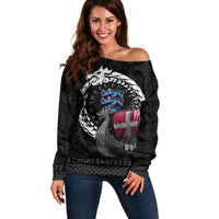 Denmark Viking Drakkar Off Shoulder Sweater Viking Blood - Wonder Print Shop