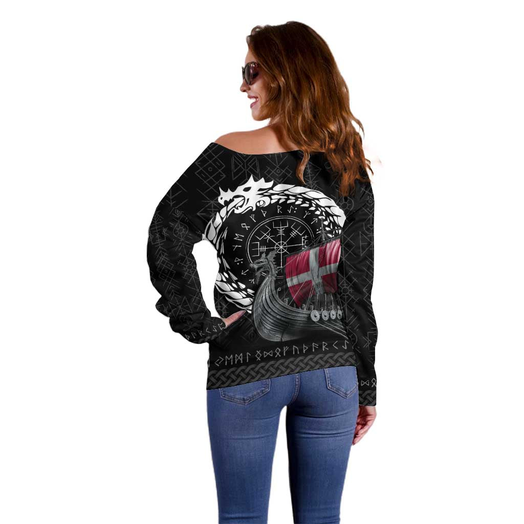 Denmark Viking Drakkar Off Shoulder Sweater Viking Blood - Wonder Print Shop
