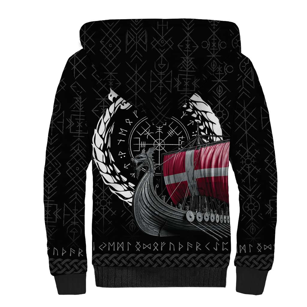 Denmark Viking Drakkar Sherpa Hoodie Viking Blood - Wonder Print Shop