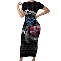 Denmark Viking Drakkar Short Sleeve Bodycon Dress Viking Blood - Wonder Print Shop