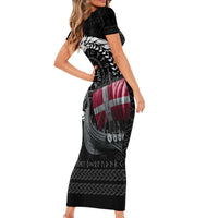 Denmark Viking Drakkar Short Sleeve Bodycon Dress Viking Blood - Wonder Print Shop