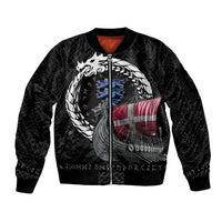 Denmark Viking Drakkar Sleeve Zip Bomber Jacket Viking Blood - Wonder Print Shop