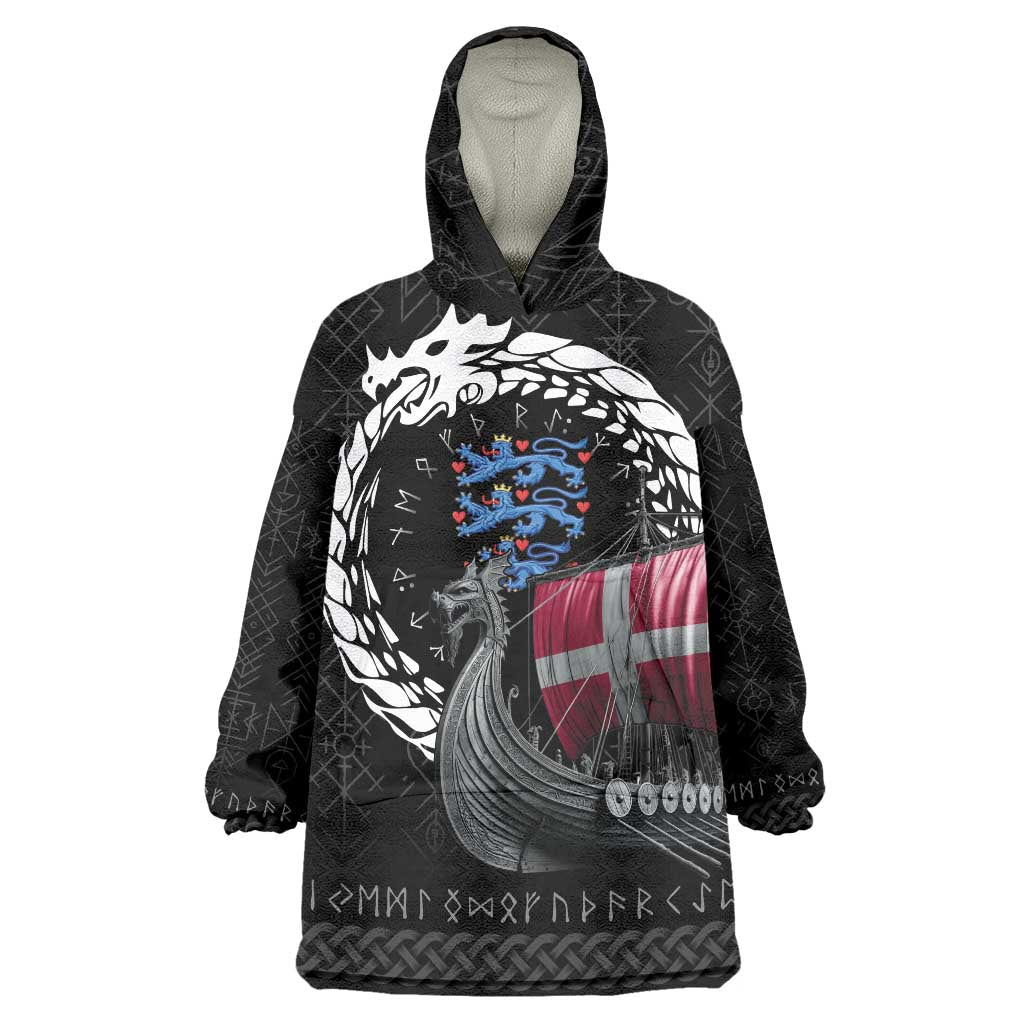 Denmark Viking Drakkar Wearable Blanket Hoodie Viking Blood - Wonder Print Shop