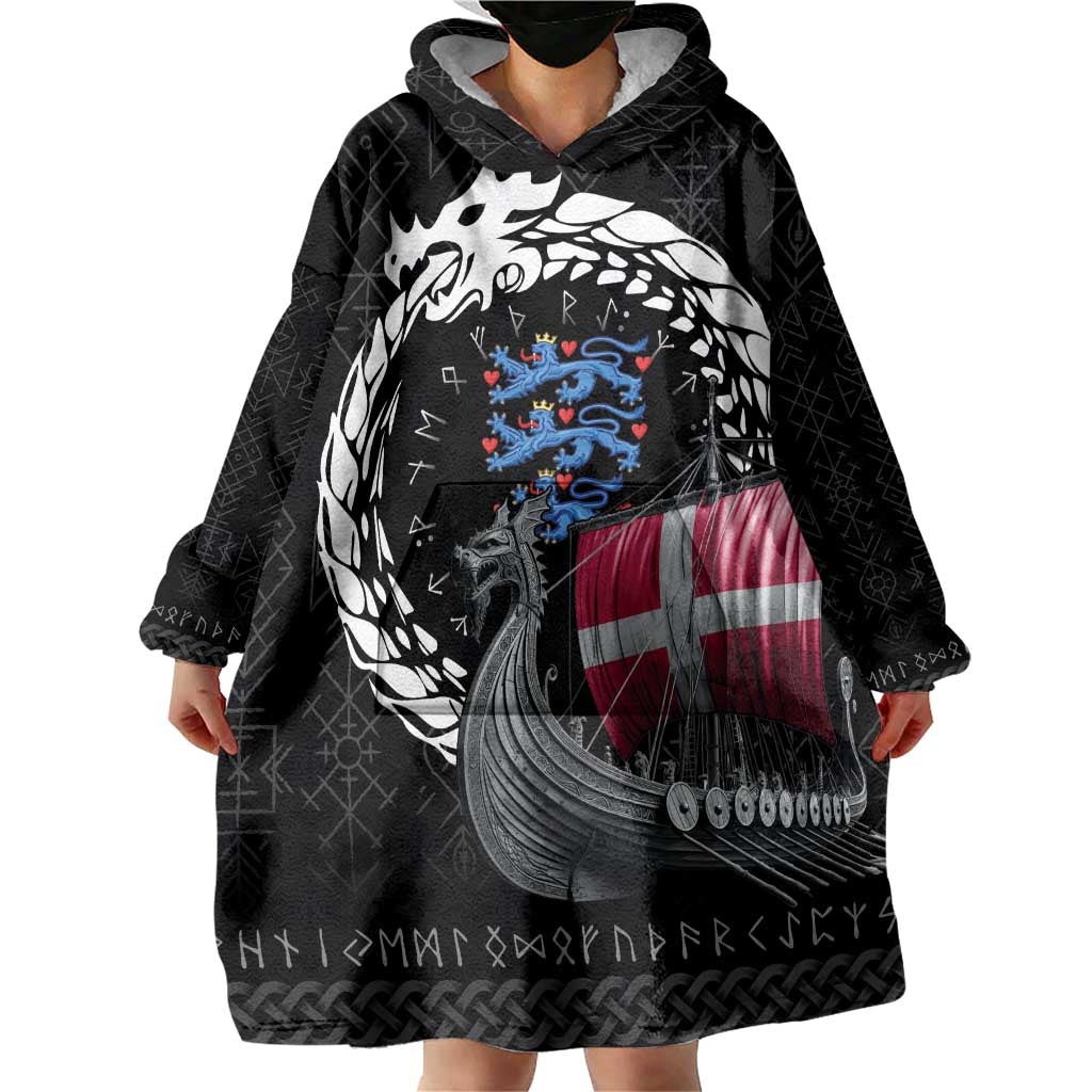 Denmark Viking Drakkar Wearable Blanket Hoodie Viking Blood - Wonder Print Shop