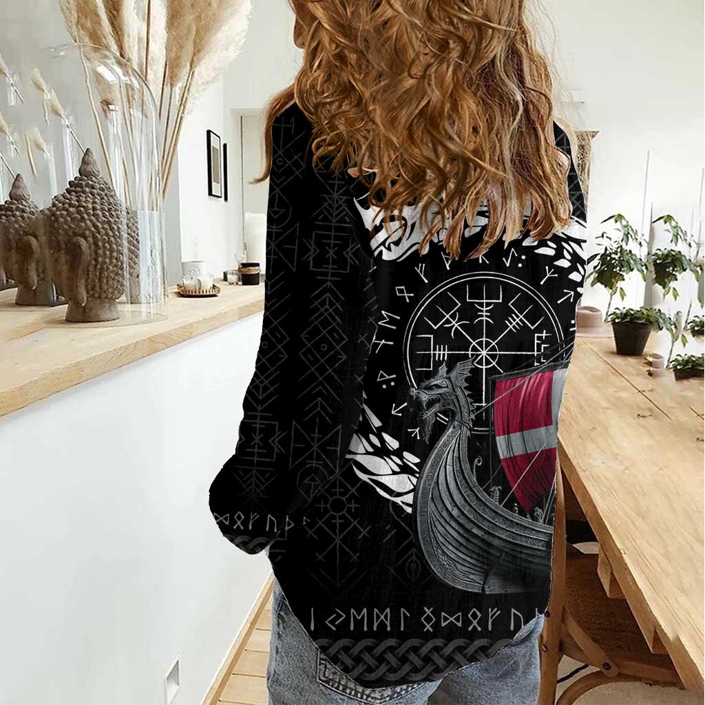 Denmark Viking Drakkar Women Casual Shirt Viking Blood - Wonder Print Shop