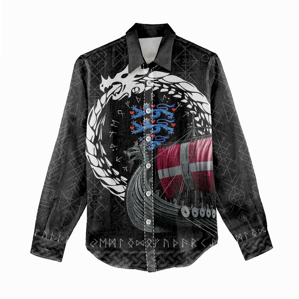 Denmark Viking Drakkar Women Casual Shirt Viking Blood - Wonder Print Shop