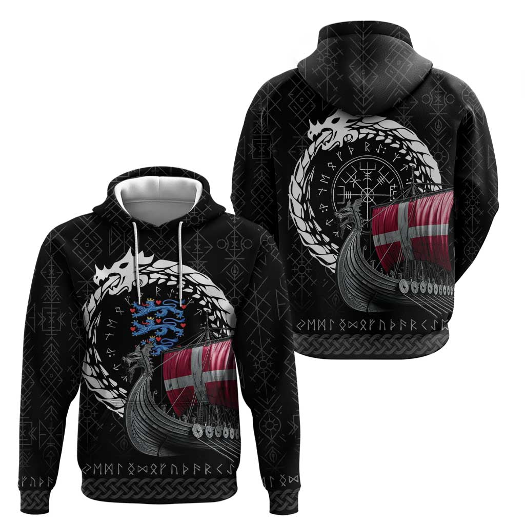 Denmark Viking Drakkar Zip Hoodie Viking Blood - Wonder Print Shop