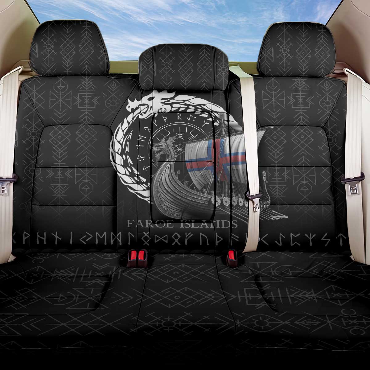 Faroe Islands Viking Drakkar Back Car Seat Cover Viking Blood - Wonder Print Shop