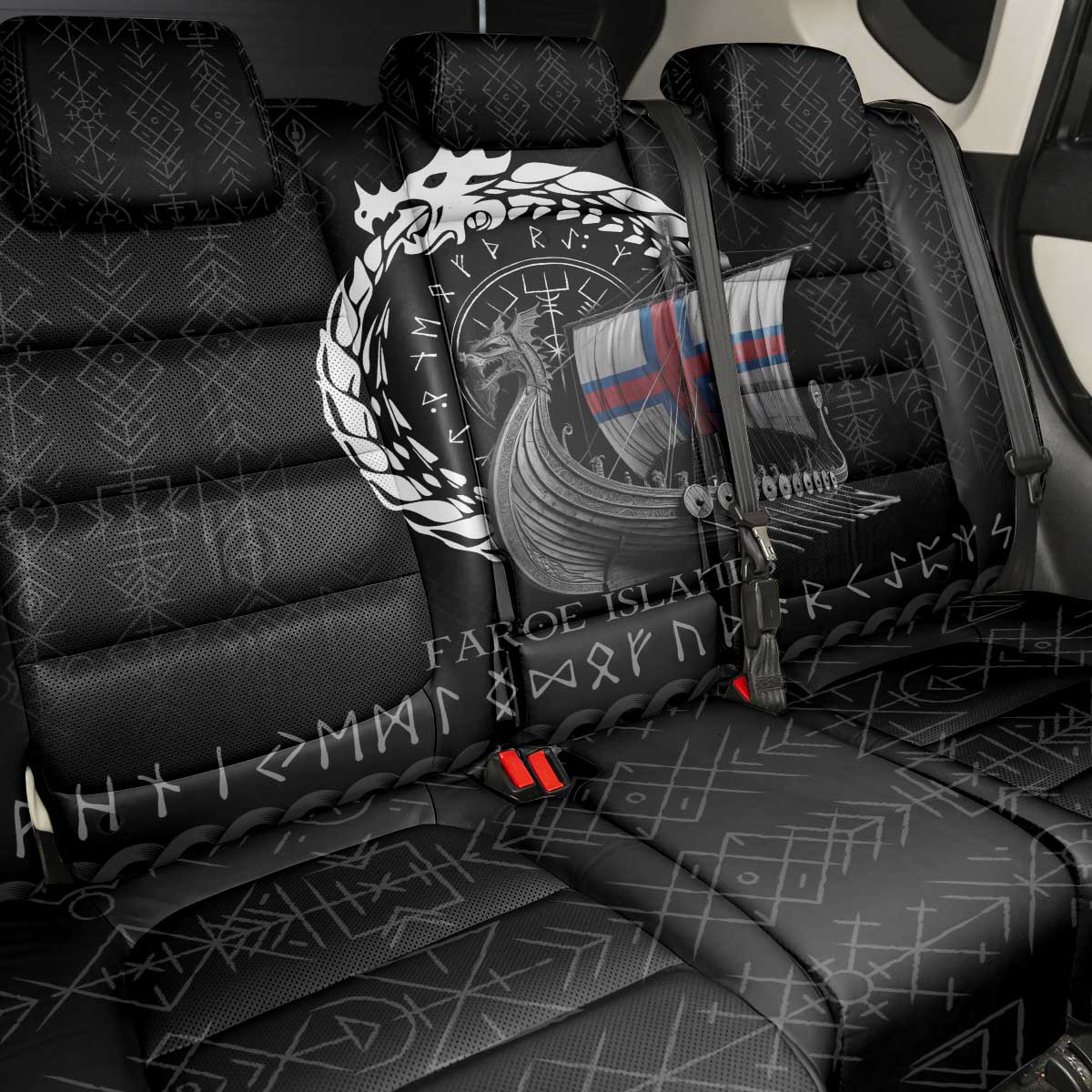 Faroe Islands Viking Drakkar Back Car Seat Cover Viking Blood - Wonder Print Shop