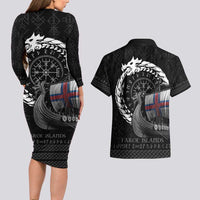 Faroe Islands Viking Drakkar Couples Matching Long Sleeve Bodycon Dress and Hawaiian Shirt Viking Blood - Wonder Print Shop