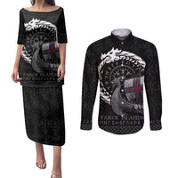 Faroe Islands Viking Drakkar Couples Matching Puletasi and Long Sleeve Button Shirt Viking Blood - Wonder Print Shop