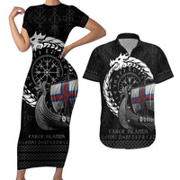 Faroe Islands Viking Drakkar Couples Matching Short Sleeve Bodycon Dress and Hawaiian Shirt Viking Blood - Wonder Print Shop