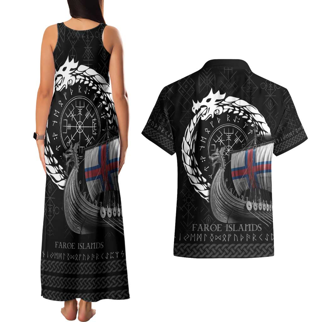 Faroe Islands Viking Drakkar Couples Matching Tank Maxi Dress and Hawaiian Shirt Viking Blood - Wonder Print Shop