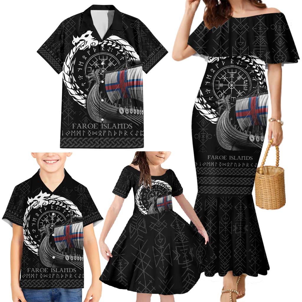 Faroe Islands Viking Drakkar Family Matching Mermaid Dress and Hawaiian Shirt Viking Blood - Wonder Print Shop