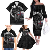 Faroe Islands Viking Drakkar Family Matching Off The Shoulder Long Sleeve Dress and Hawaiian Shirt Viking Blood - Wonder Print Shop