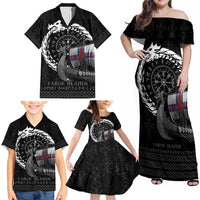 Faroe Islands Viking Drakkar Family Matching Off Shoulder Maxi Dress and Hawaiian Shirt Viking Blood - Wonder Print Shop