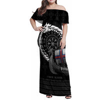 Faroe Islands Viking Drakkar Family Matching Off Shoulder Maxi Dress and Hawaiian Shirt Viking Blood - Wonder Print Shop