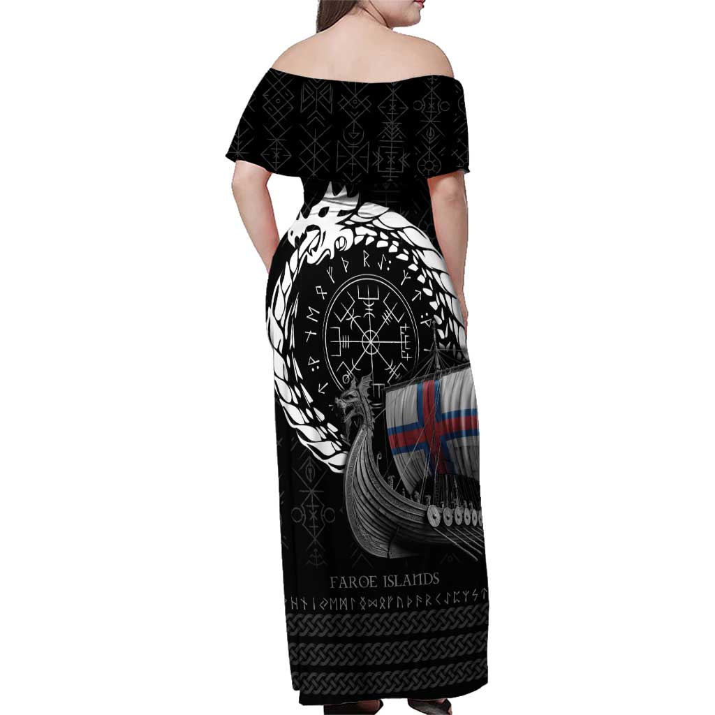 Faroe Islands Viking Drakkar Family Matching Off Shoulder Maxi Dress and Hawaiian Shirt Viking Blood - Wonder Print Shop