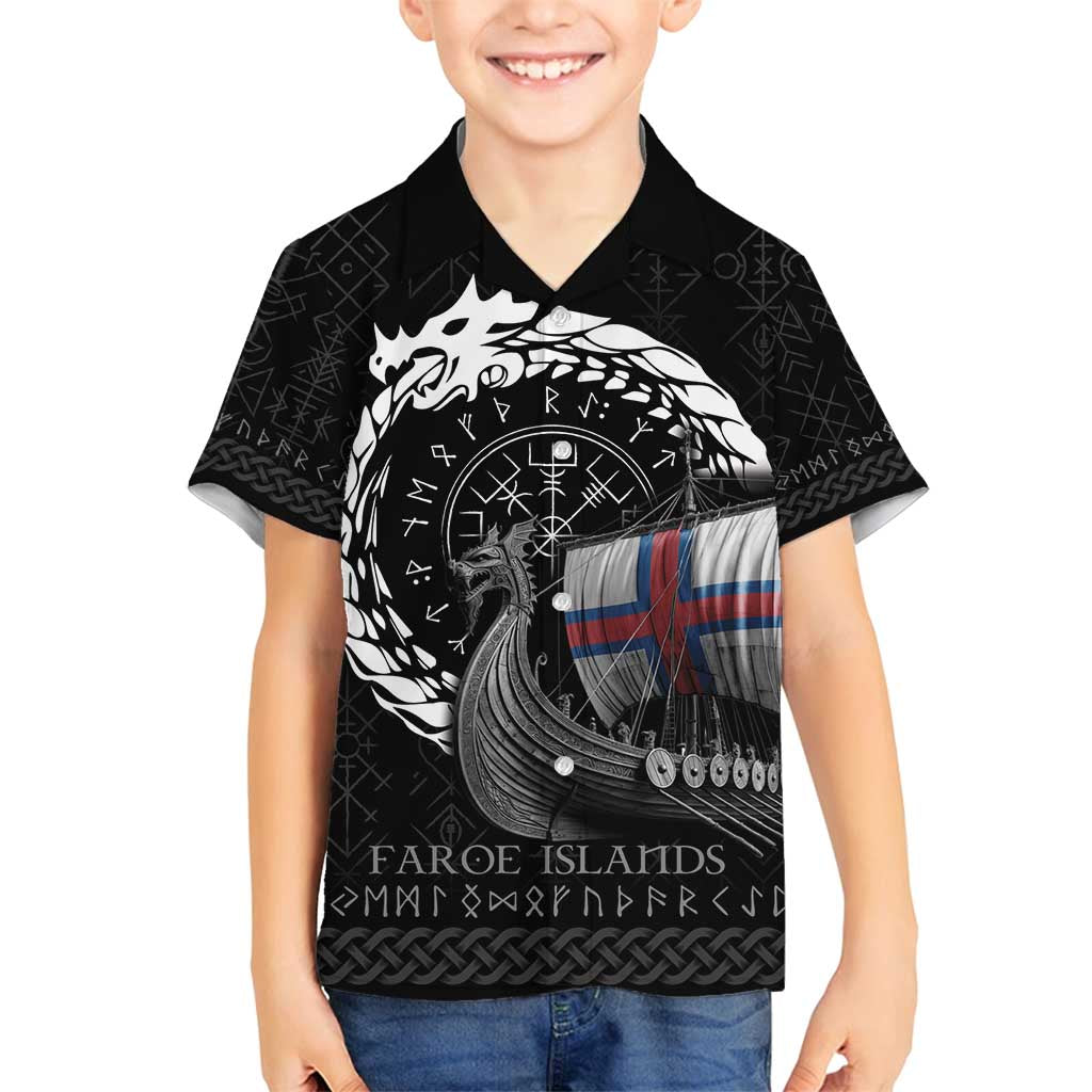Faroe Islands Viking Drakkar Family Matching Off Shoulder Short Dress and Hawaiian Shirt Viking Blood - Wonder Print Shop