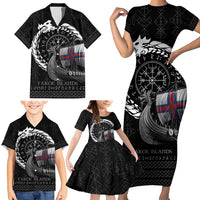 Faroe Islands Viking Drakkar Family Matching Short Sleeve Bodycon Dress and Hawaiian Shirt Viking Blood - Wonder Print Shop