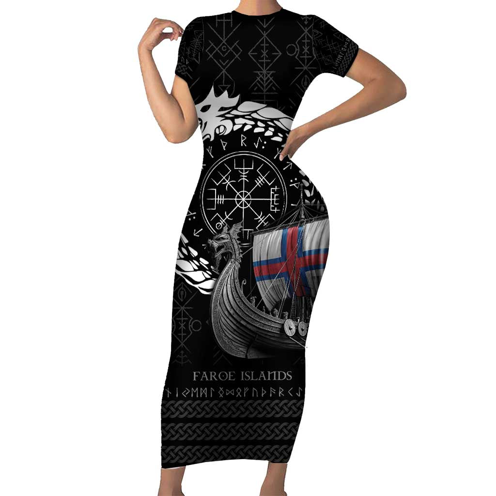 Faroe Islands Viking Drakkar Family Matching Short Sleeve Bodycon Dress and Hawaiian Shirt Viking Blood - Wonder Print Shop