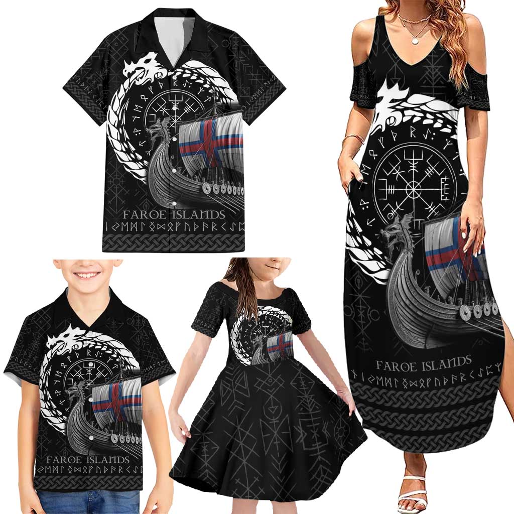 Faroe Islands Viking Drakkar Family Matching Summer Maxi Dress and Hawaiian Shirt Viking Blood - Wonder Print Shop