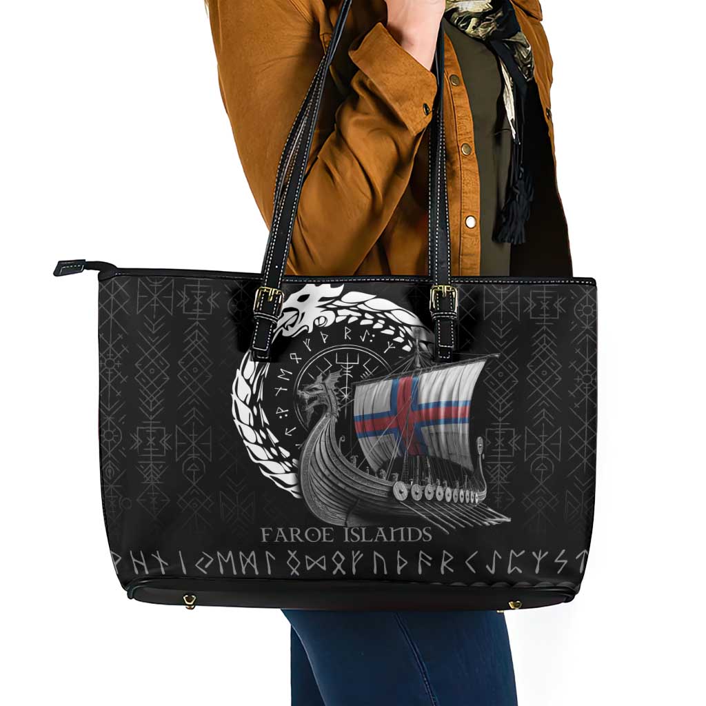 Faroe Islands Viking Drakkar Leather Tote Bag Viking Blood - Wonder Print Shop