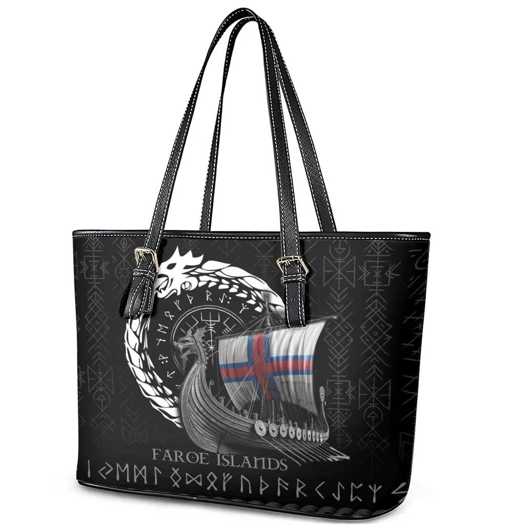 Faroe Islands Viking Drakkar Leather Tote Bag Viking Blood - Wonder Print Shop
