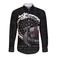 Faroe Islands Viking Drakkar Long Sleeve Button Shirt Viking Blood - Wonder Print Shop