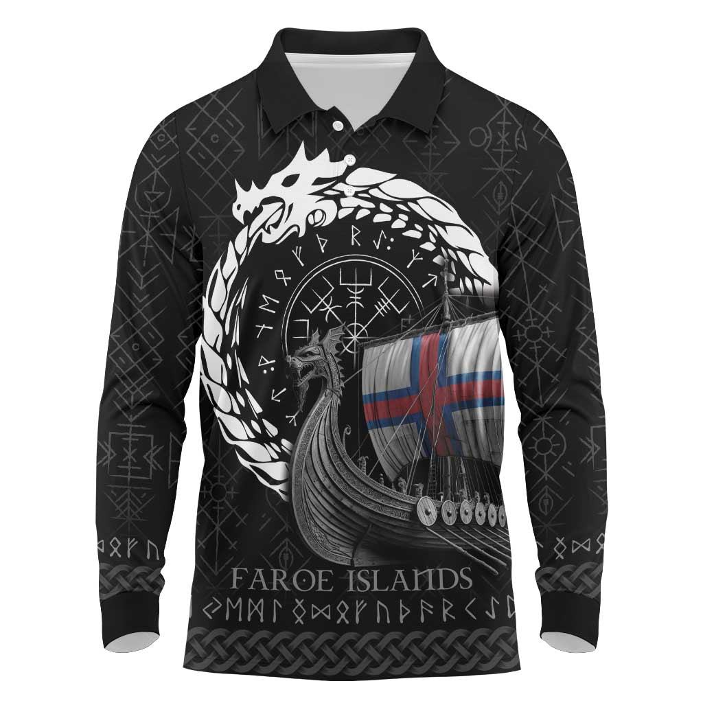 Faroe Islands Viking Drakkar Long Sleeve Polo Shirt Viking Blood - Wonder Print Shop