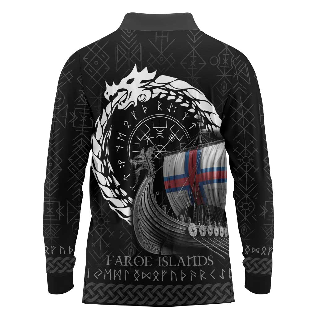 Faroe Islands Viking Drakkar Long Sleeve Polo Shirt Viking Blood - Wonder Print Shop