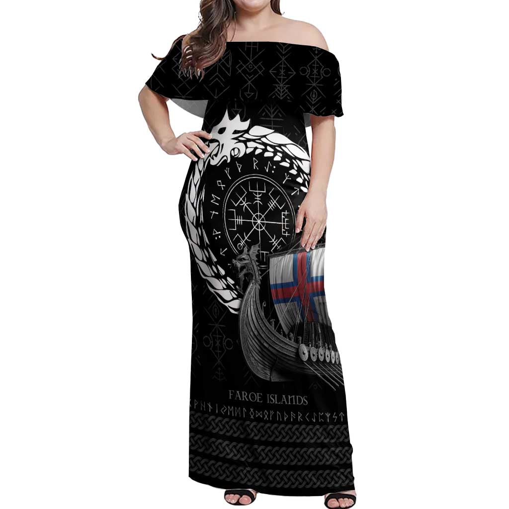 Faroe Islands Viking Drakkar Off Shoulder Maxi Dress Viking Blood - Wonder Print Shop